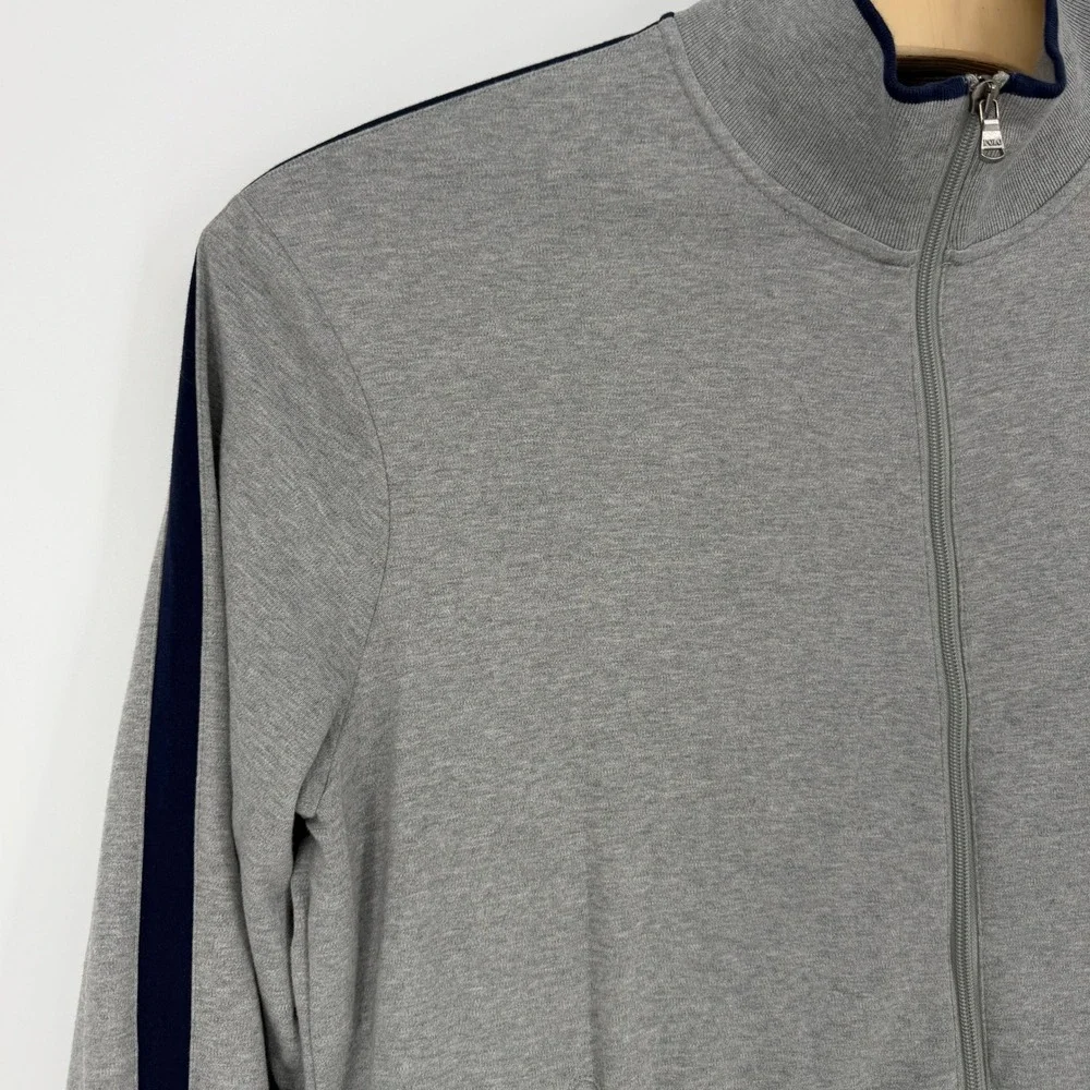 Polo Ralph Lauren Men Gray Full Zip Track Jacket XL Navy Stripe Cotton RN41381